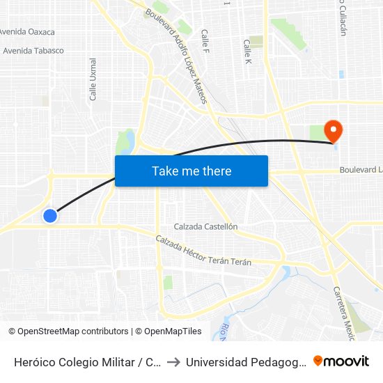 Heróico Colegio Militar / Ciudad Jiménez to Universidad Pedagogica Nacional map