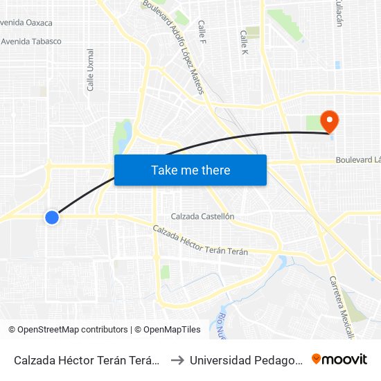 Calzada Héctor Terán Terán / Mariano Salas to Universidad Pedagogica Nacional map