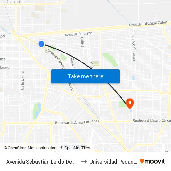 Avenida Sebastián Lerdo De Tejada / Nicolás Bravo to Universidad Pedagogica Nacional map