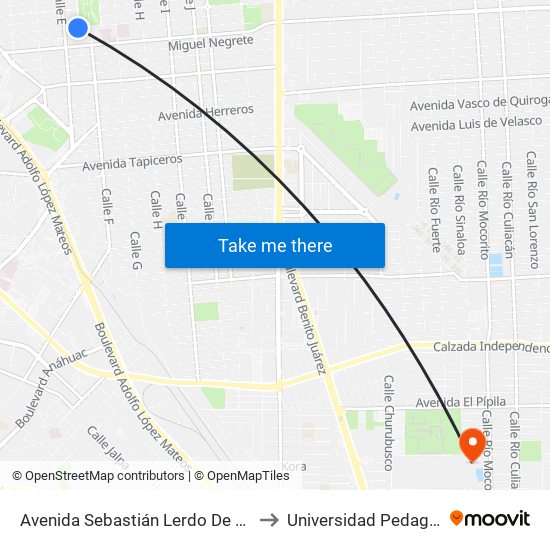 Avenida Sebastián Lerdo De Tejada / Julián Carrillo to Universidad Pedagogica Nacional map