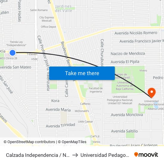 Calzada Independencia / Naripeo Cardone to Universidad Pedagogica Nacional map