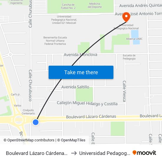 Boulevard Lázaro Cárdenas / Churubusco to Universidad Pedagogica Nacional map