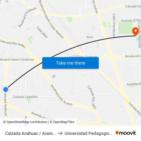 Calzada Anáhuac / Avenida Gerona to Universidad Pedagogica Nacional map