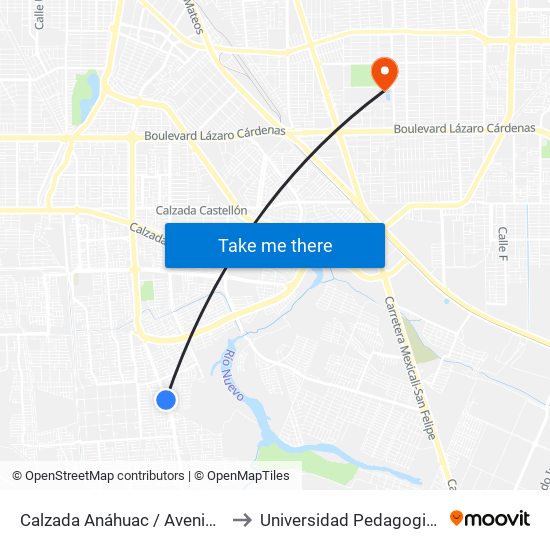 Calzada Anáhuac / Avenida Guadamur to Universidad Pedagogica Nacional map