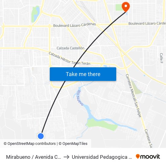 Mirabueno / Avenida Cisneros to Universidad Pedagogica Nacional map