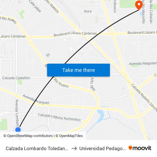 Calzada Lombardo Toledano / Juventud 2000 to Universidad Pedagogica Nacional map