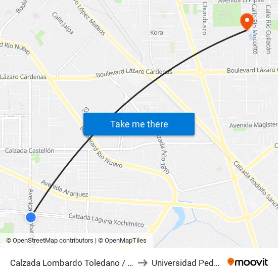 Calzada Lombardo Toledano / Calzada Laguna Xochimilco to Universidad Pedagogica Nacional map