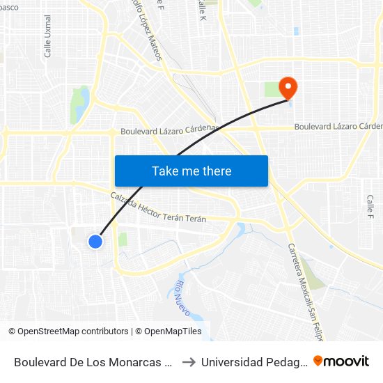 Boulevard De Los Monarcas / Laguna San Cristóbal to Universidad Pedagogica Nacional map