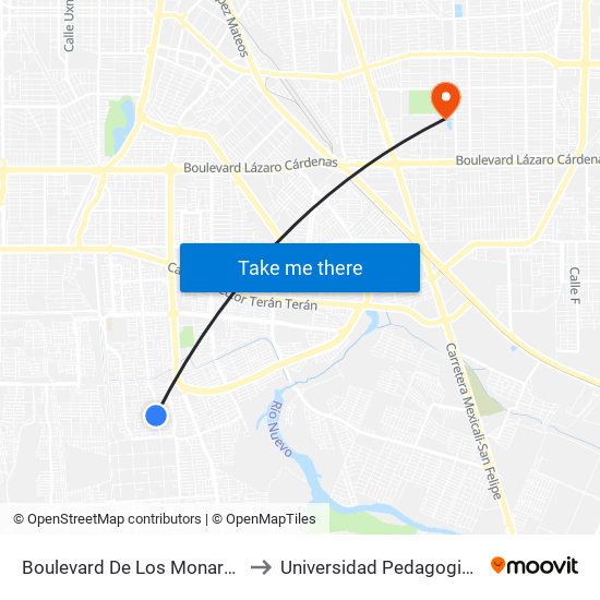 Boulevard De Los Monarcas / Tudela to Universidad Pedagogica Nacional map