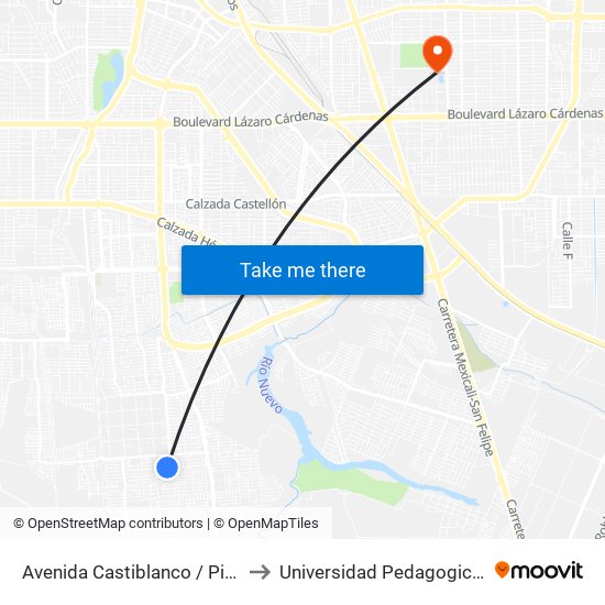 Avenida Castiblanco / Pinos Puente to Universidad Pedagogica Nacional map