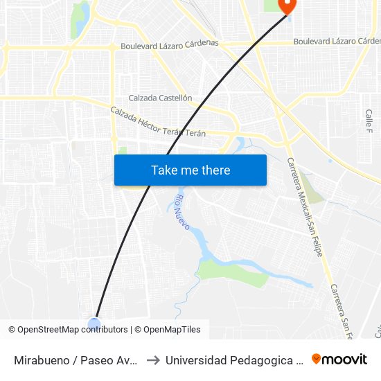 Mirabueno / Paseo Avellaneda to Universidad Pedagogica Nacional map