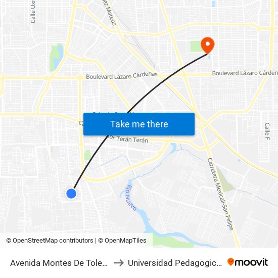 Avenida Montes De Toledo / Llanes to Universidad Pedagogica Nacional map