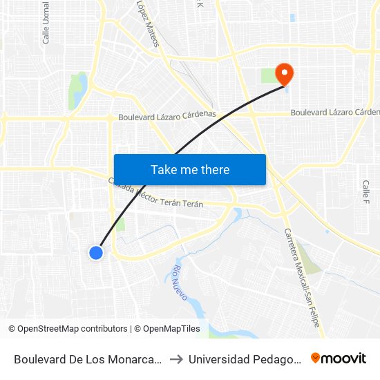 Boulevard De Los Monarcas / Gómez Morín to Universidad Pedagogica Nacional map