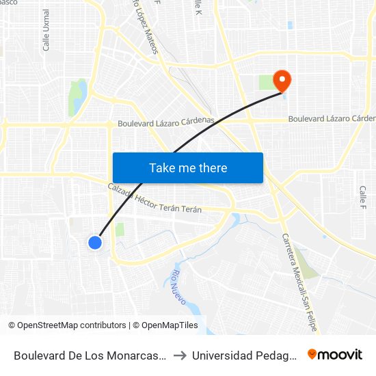 Boulevard De Los Monarcas / De Los Doblones to Universidad Pedagogica Nacional map