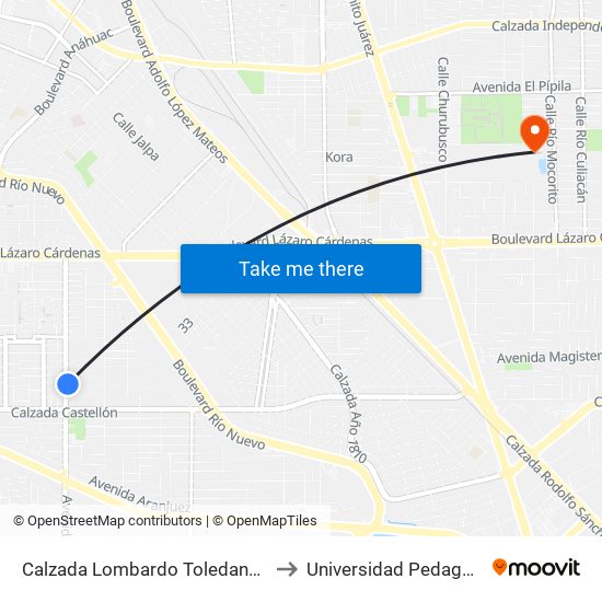 Calzada Lombardo Toledano / Avenida Gerona to Universidad Pedagogica Nacional map