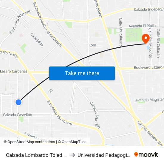 Calzada Lombardo Toledano / Burgos to Universidad Pedagogica Nacional map