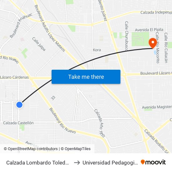 Calzada Lombardo Toledano / Mallorca to Universidad Pedagogica Nacional map