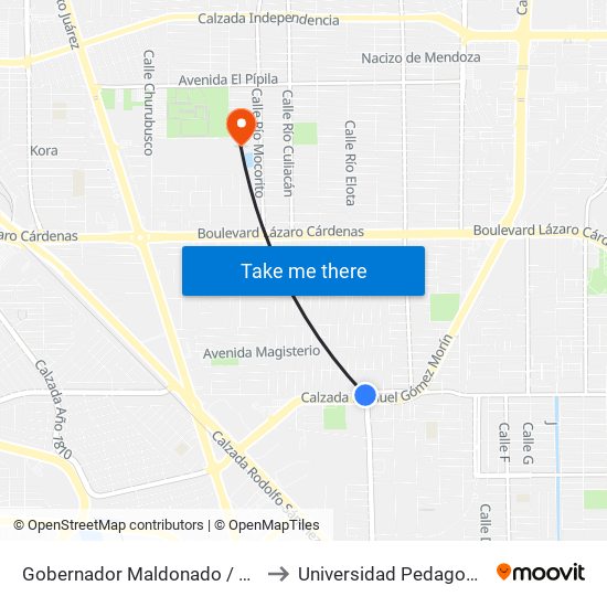 Gobernador Maldonado / Avenida Cabildo to Universidad Pedagogica Nacional map