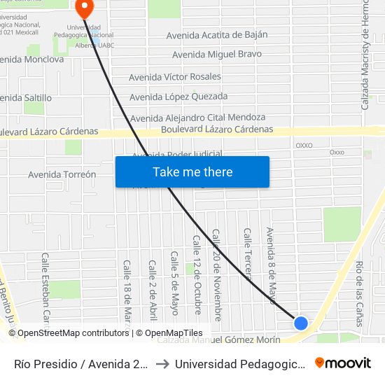 Río Presidio / Avenida 23 De Junio to Universidad Pedagogica Nacional map