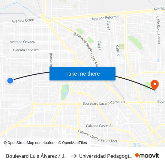 Boulevard Luis Álvarez / Jordania Norte to Universidad Pedagogica Nacional map