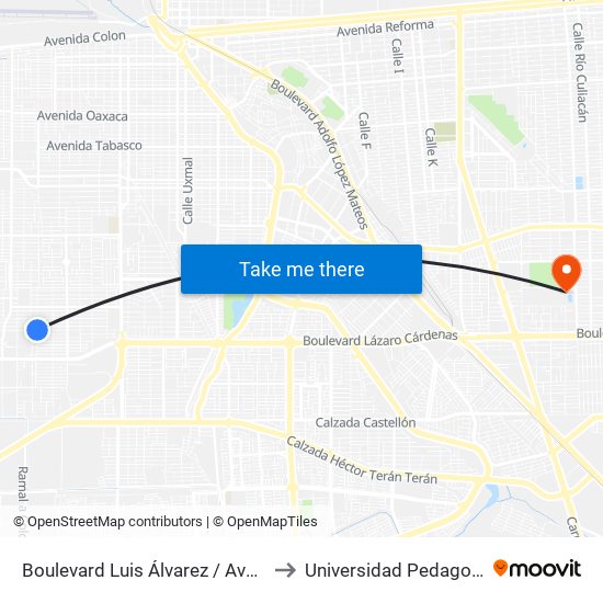 Boulevard Luis Álvarez / Avenida Arqueólogos to Universidad Pedagogica Nacional map