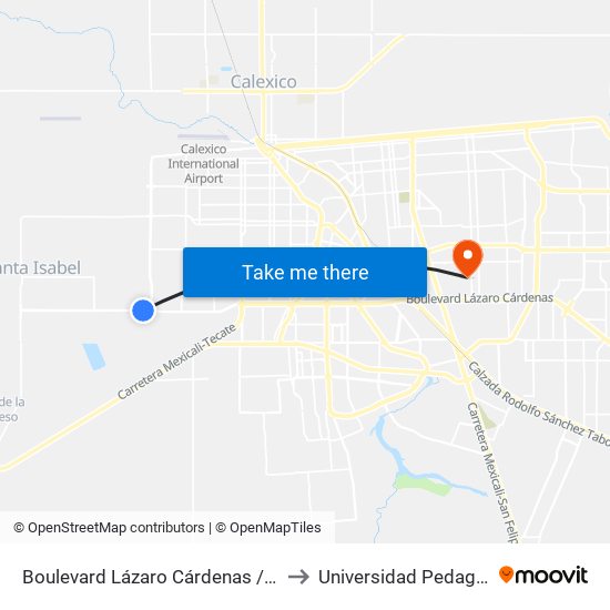Boulevard Lázaro Cárdenas / Capitán Juan Cabrillo to Universidad Pedagogica Nacional map