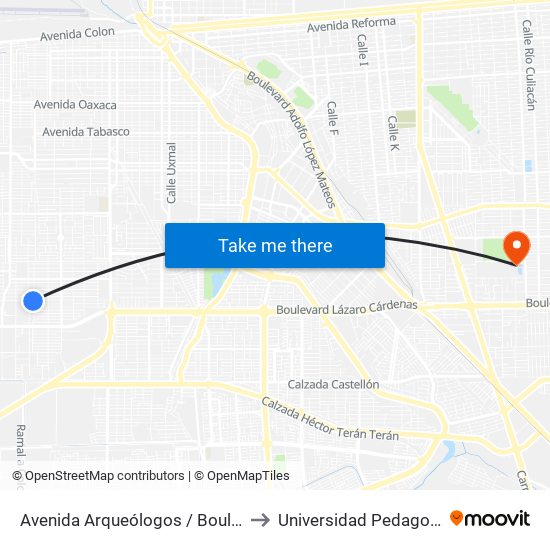 Avenida Arqueólogos / Boulevard Luis Álvarez to Universidad Pedagogica Nacional map