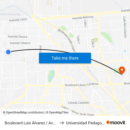 Boulevard Luis Álvarez / Avenida Tierra Blanca to Universidad Pedagogica Nacional map