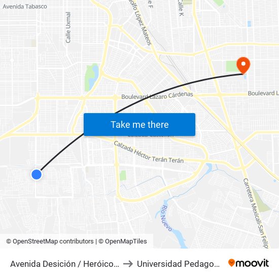 Avenida Desición / Heróico Colegio Militar to Universidad Pedagogica Nacional map