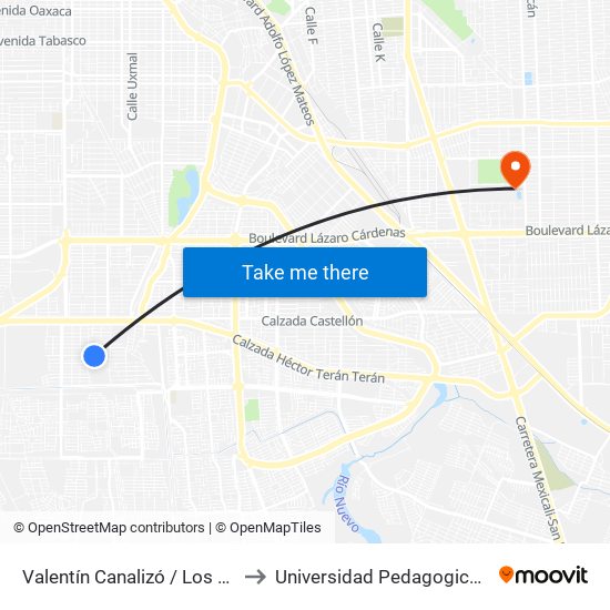 Valentín Canalizó / Los Coroneles to Universidad Pedagogica Nacional map