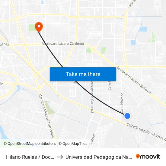 Hilario Ruelas / Doceava to Universidad Pedagogica Nacional map
