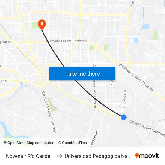 Novena / Río Candelaria to Universidad Pedagogica Nacional map