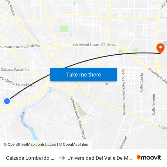 Calzada Lombardo Toledano / Caldera to Universidad Del Valle De México - Campus Mexicali map
