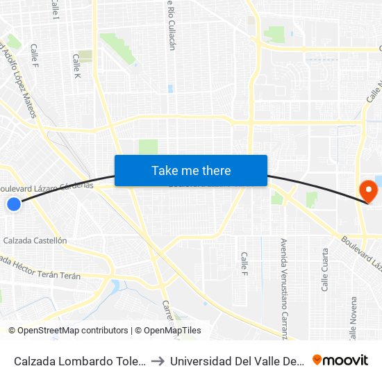 Calzada Lombardo Toledano / Heleno Hernández to Universidad Del Valle De México - Campus Mexicali map