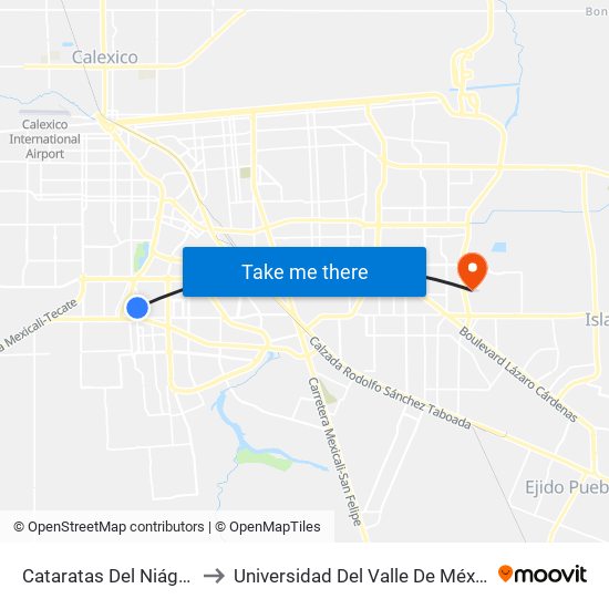 Cataratas Del Niágara / Isla Chipre to Universidad Del Valle De México - Campus Mexicali map