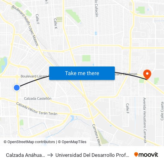 Calzada Anáhuac / Islas Hawaii to Universidad Del Desarrollo Profesional S.C. (Unidad Mexicali) map