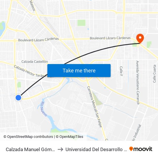 Calzada Manuel Gómez Morín / Calzada Anáhuac to Universidad Del Desarrollo Profesional S.C. (Unidad Mexicali) map