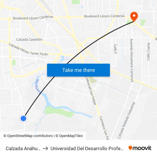 Calzada Anáhuac / Capileiro to Universidad Del Desarrollo Profesional S.C. (Unidad Mexicali) map