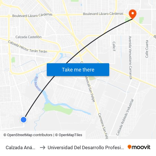 Calzada Anáhuac / Ferrol to Universidad Del Desarrollo Profesional S.C. (Unidad Mexicali) map