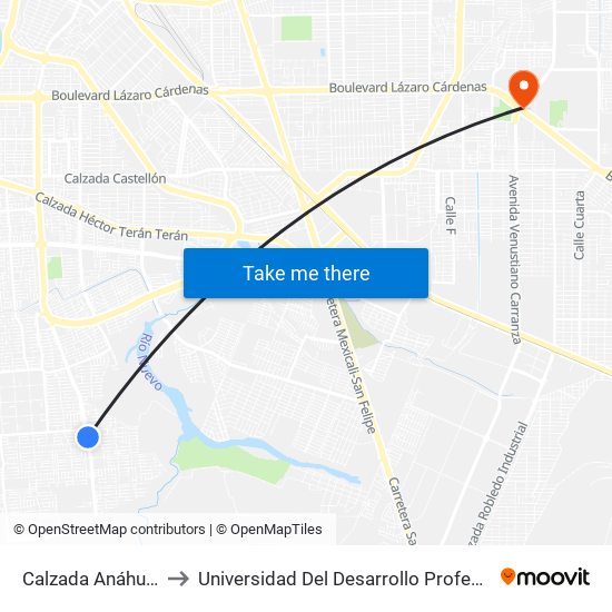 Calzada Anáhuac / Briviesca to Universidad Del Desarrollo Profesional S.C. (Unidad Mexicali) map
