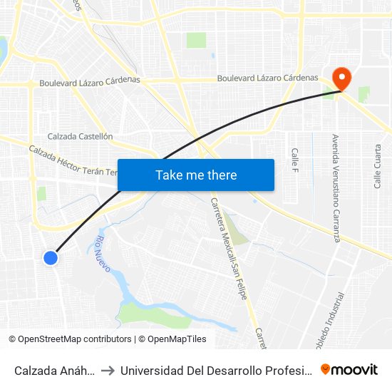 Calzada Anáhuac / Torino to Universidad Del Desarrollo Profesional S.C. (Unidad Mexicali) map