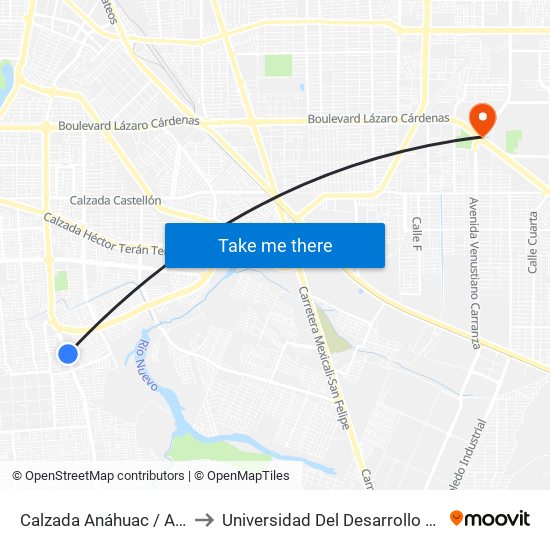 Calzada Anáhuac / Avenida Montes De Toledo to Universidad Del Desarrollo Profesional S.C. (Unidad Mexicali) map