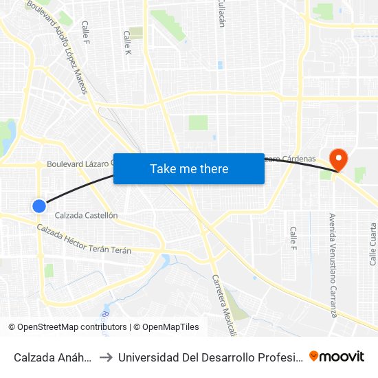 Calzada Anáhuac / Gerona to Universidad Del Desarrollo Profesional S.C. (Unidad Mexicali) map