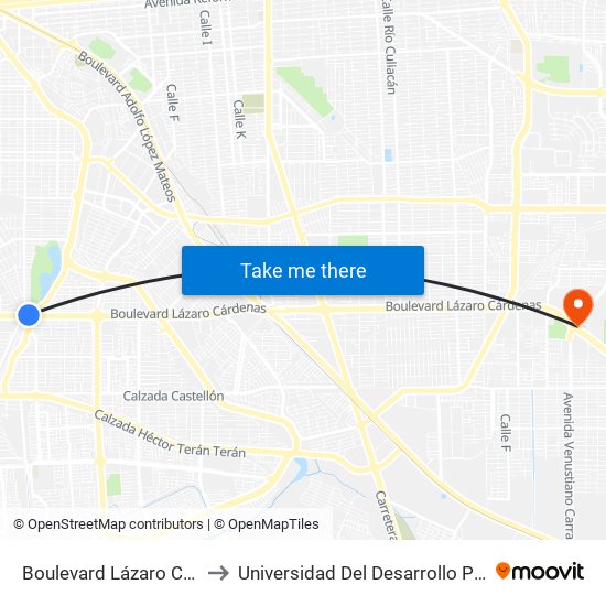 Boulevard Lázaro Cárdenas / De La Cañada to Universidad Del Desarrollo Profesional S.C. (Unidad Mexicali) map