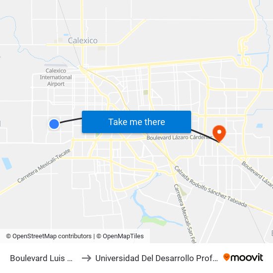 Boulevard Luis Álvarez / Noruega to Universidad Del Desarrollo Profesional S.C. (Unidad Mexicali) map