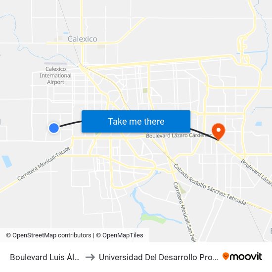 Boulevard Luis Álvarez / Arquitectos to Universidad Del Desarrollo Profesional S.C. (Unidad Mexicali) map