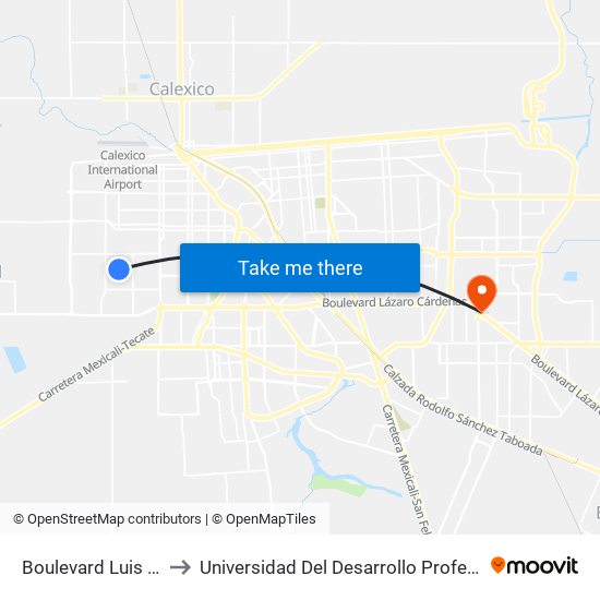 Boulevard Luis Álvarez / Kenia to Universidad Del Desarrollo Profesional S.C. (Unidad Mexicali) map