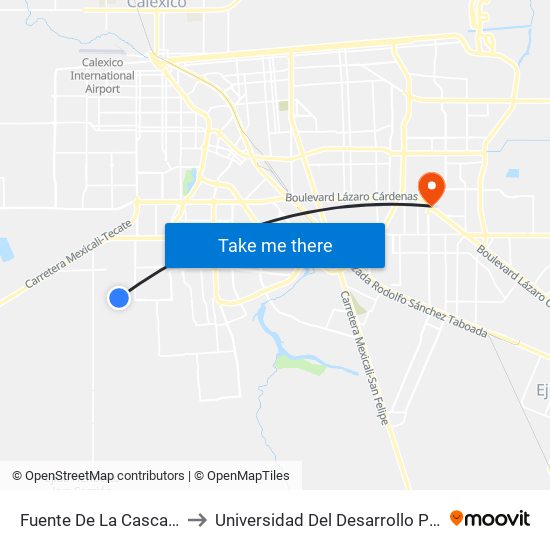 Fuente De La Cascada / Fuente De Medusa to Universidad Del Desarrollo Profesional S.C. (Unidad Mexicali) map