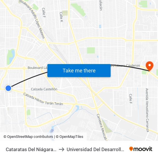 Cataratas Del Niágara / Calzada Héctor Terán Terán to Universidad Del Desarrollo Profesional S.C. (Unidad Mexicali) map