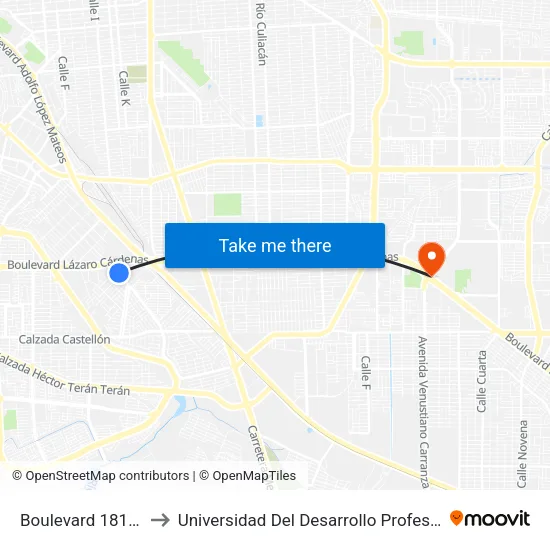 Boulevard 1810 / Calle 1810 to Universidad Del Desarrollo Profesional S.C. (Unidad Mexicali) map